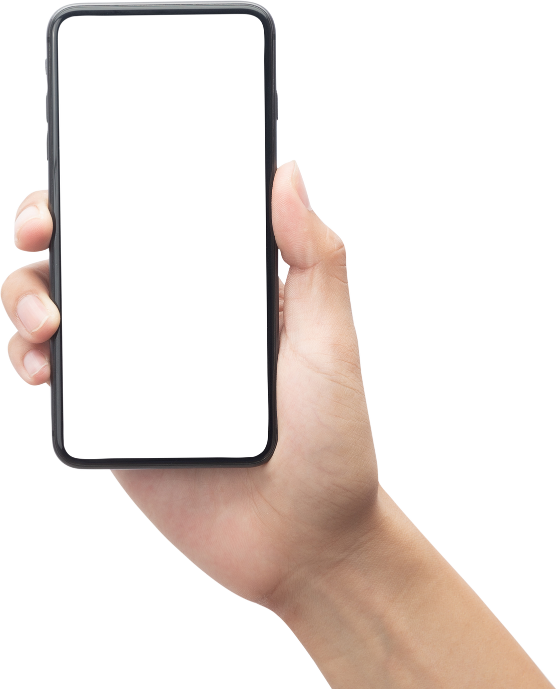 Hand Holding Smartphone with Mockup Screen Cutout